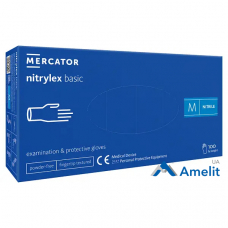 Рукавички нітрилові Nitrylex PF Protect Basic «M» сині (Mercator Medical), 50 пар/пак.